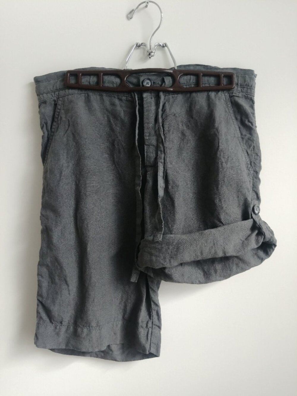 120% Lino made in Italy 100% linen dark grey bermuda shorts size 40 approx 4